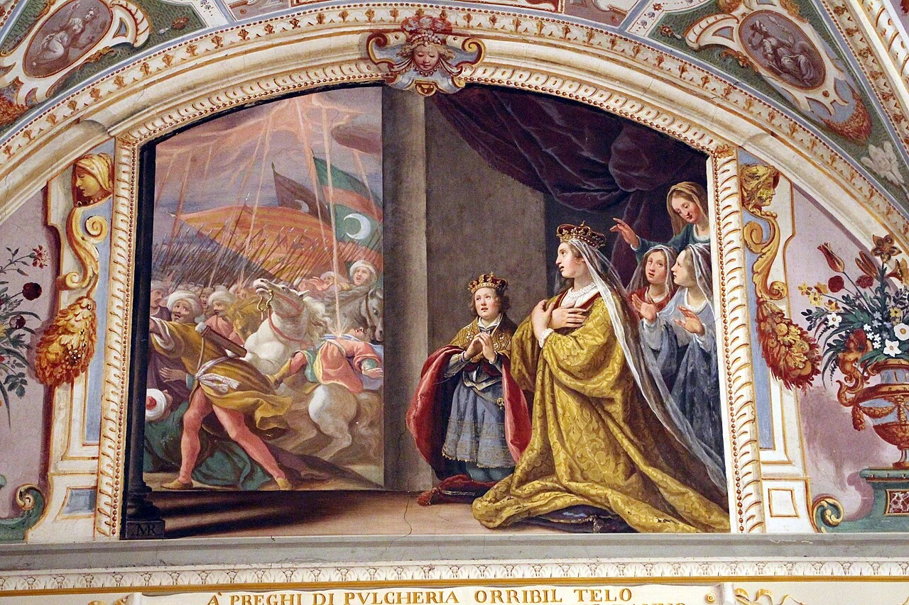 Sala delle udienze di Maria Maddalena d'Austria. Figure storiche femminilie, Pulcheria -  Villa di Poggio Imperiale